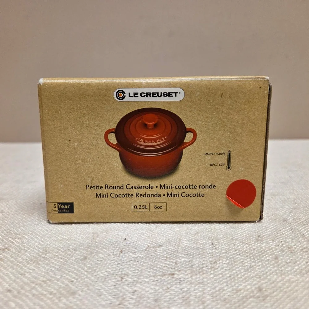 Le Creuset 8oz Petite Round Casserole Mini Cocotte Red Stoneware with Lid - Picture 2 of 13